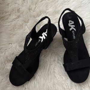 Women’s black suede like wedge sandal